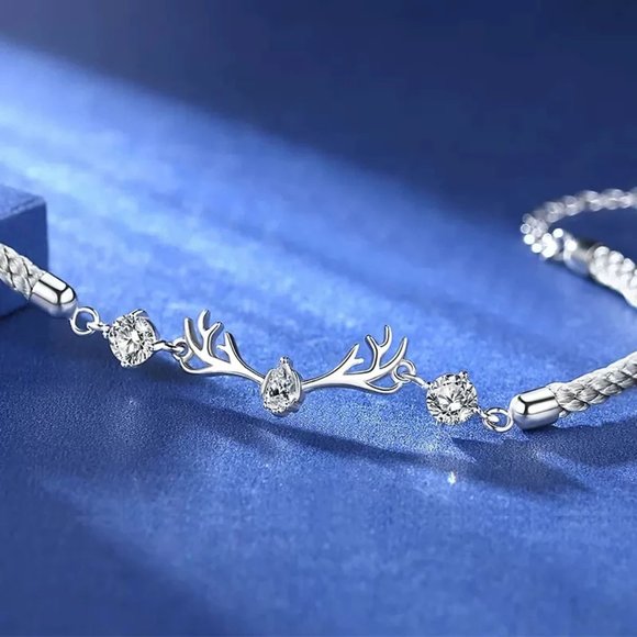 Stunning Ladies Solid .925 Sterling Silver Deer Cubic Zirconia Bracelet - Picture 3 of 4
